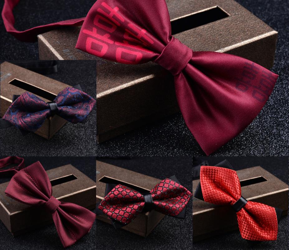 

Bow Ties The Tie Man Married Red Formal Dress Groom Wine Festive Shirt Bridesmaid Wedding Gift Set For Men In A Box