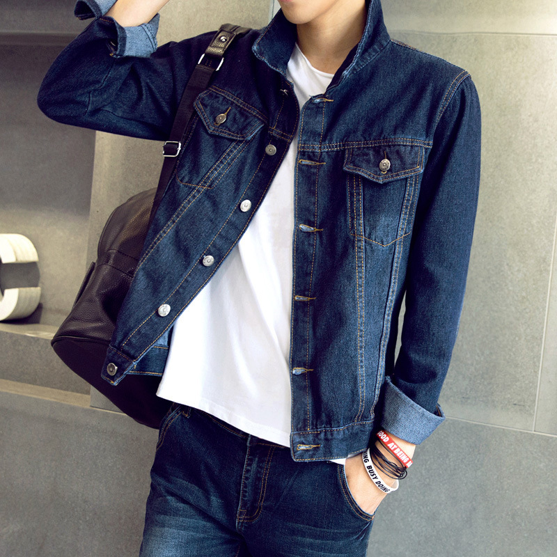 

2021 The New Thin Casual Solid Denim Male Cowboy Spring Jean Jacket Chaqueta Hombre Tw0r, Light blue.
