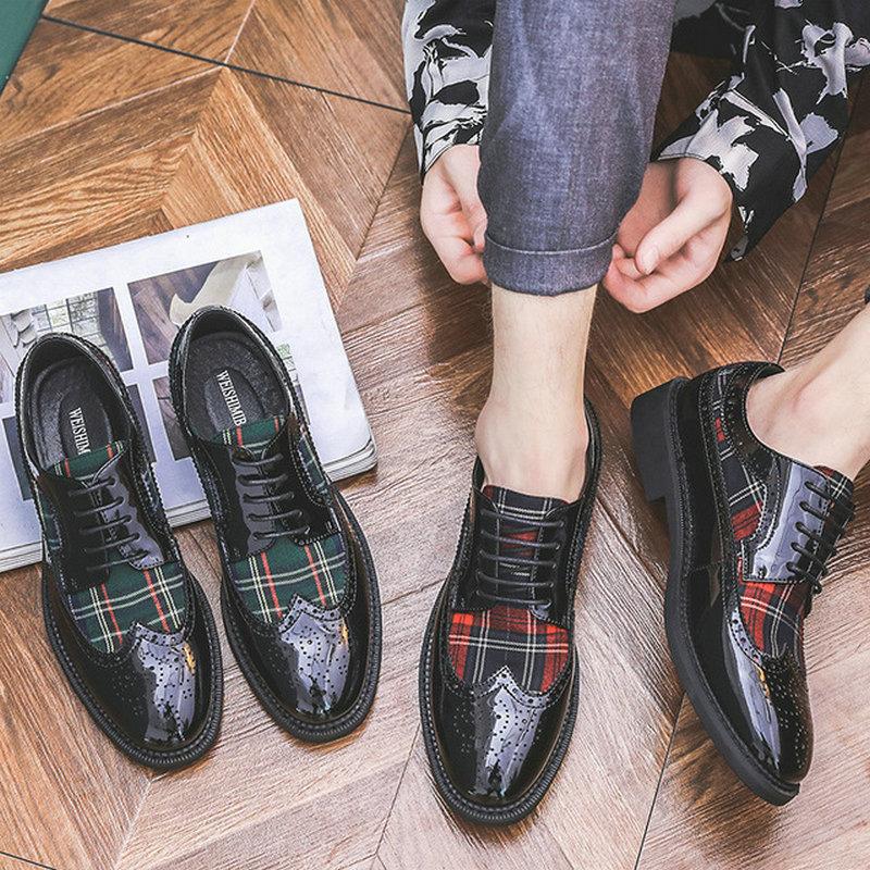 

Mens Brogue Business Office Oxfords Flats Men Mixed Colors Fashion Dress Leather Shoes Lace-Up Wedding Party Shoes 235tyh, Green