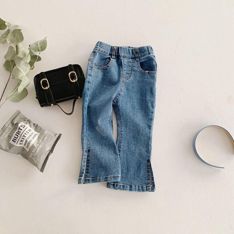 

2021 Spring New Kids Pants Girls Fashion Casual Denim Boot Cut Pants, Blue