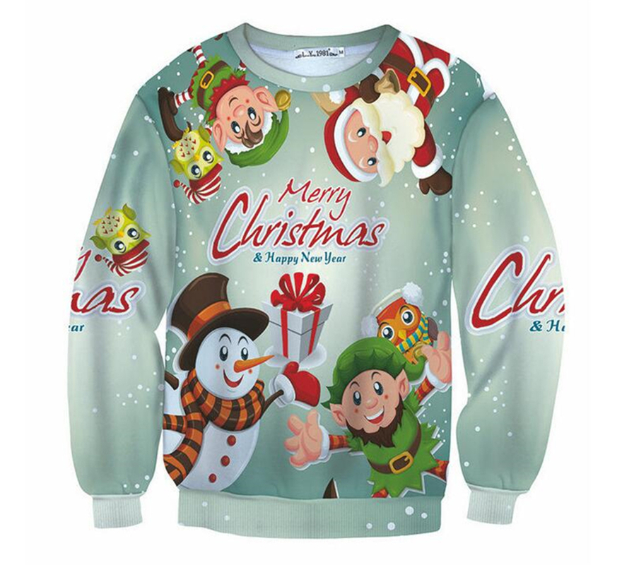 

2021 New Ugly Fall and New Winter Fashion 3d Hippocampus Christmas Snowman Female Sweater Renx