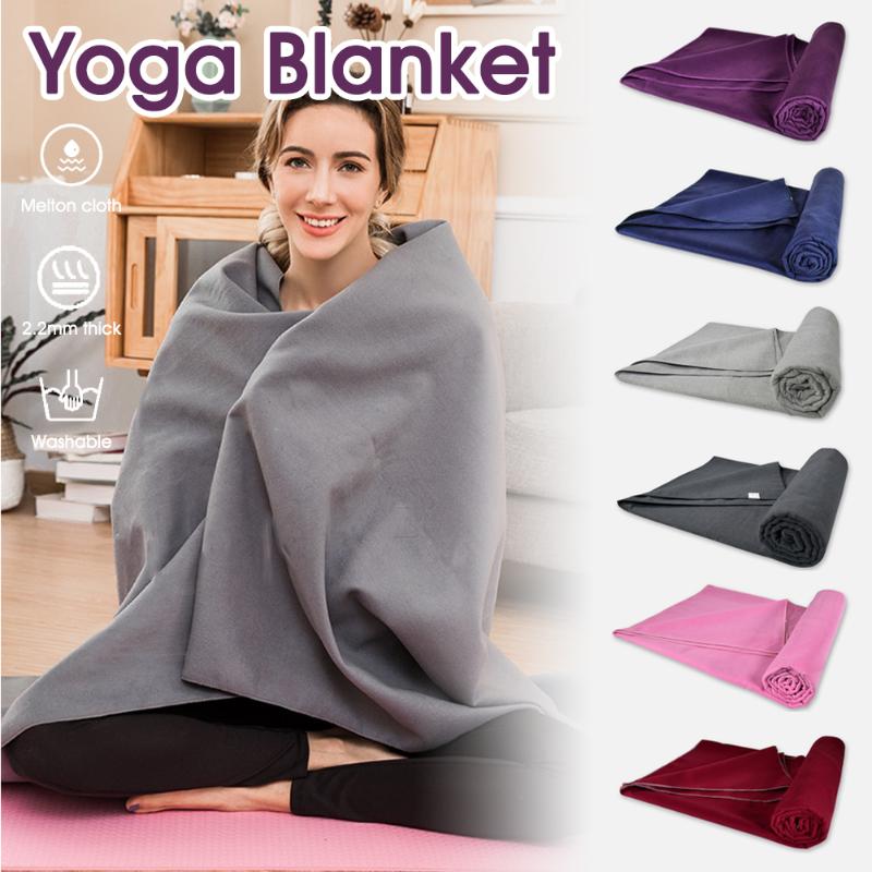 

Yoga Blanket Cashmere-Like Fabric Yoga Towel Camping Blanket Exquisite Hemming 195 cm x 145 cm Fitness Accessories, Black
