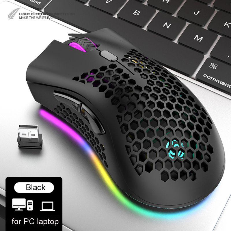 

Lightweight Rechargeable RGB LED Optical Honeycomb Game Mice 1600DPI Hollow-out 2.4G USB Wireless Mouse for PC Laptop