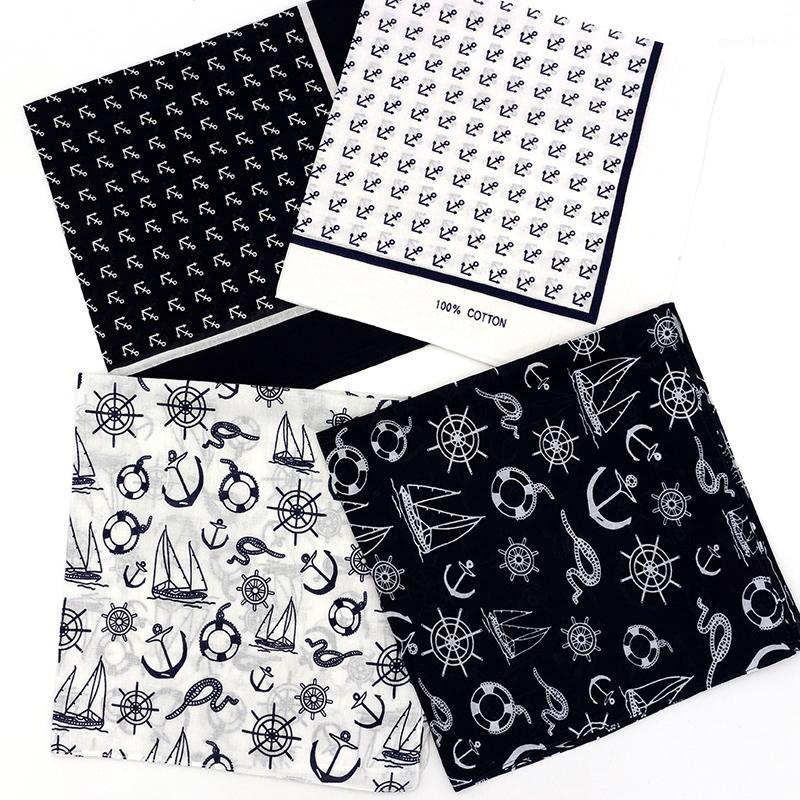 

Scarves Sailor Sea Anchor Print Bandanas Cotton White Blue Men Pocket Square Ladies Headband Head Scarf Neckerchief Headwear1