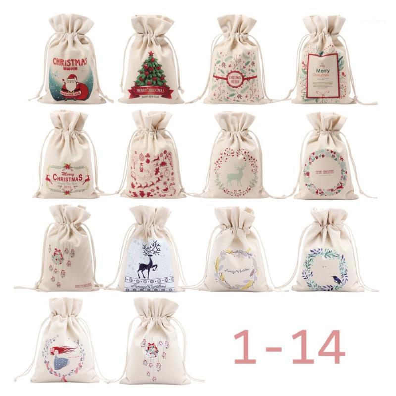 

16x23.5cm Christmas Sacks Candy Bags Canvas Santa Sacks Xmas Gift Stocking Bag Christmas New Year Decorations For Home1