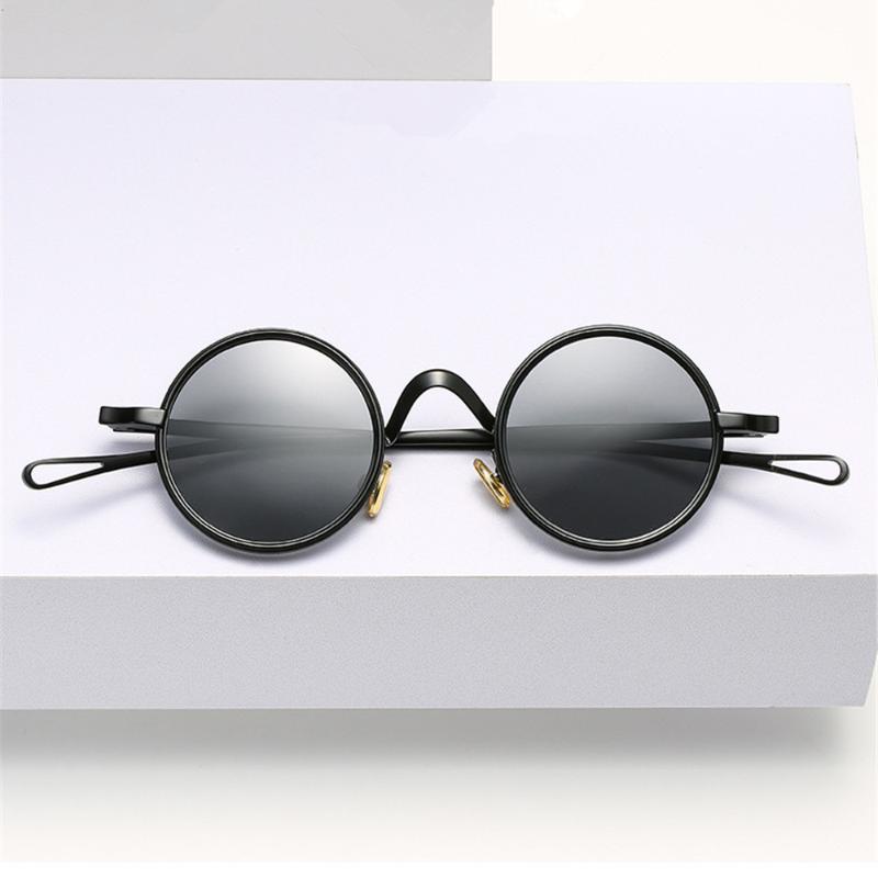 

Sunglasses Retro Metal Round Steam Punk Polarized Women Clear Anti-Blue Lens Glasses Frame Men Shades UV400 Sun, White;black