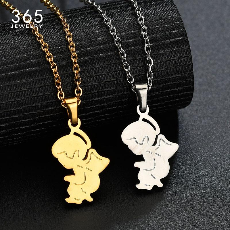 

Fashion Jewelry Stainless Steel Cute Girl Necklace Figure Pendant Necklace Love Family For Kids Gift