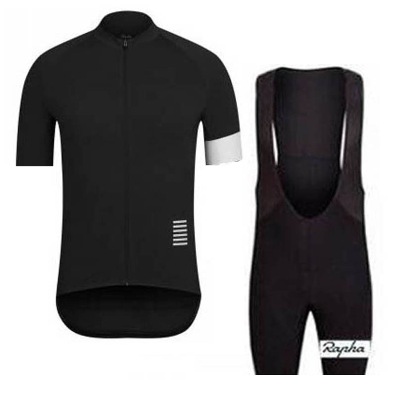 

rapha team cycling short sleeve jersey bib shorts suit men breathable summer road bike uniform bicycle outfits 030921, Black;red