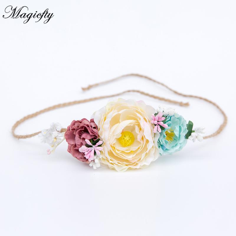 

ivory Flower Crown headwear girl Flower Tie back halo Bridal Crown headbands hair Accessories photo prop 12pcs, Multi