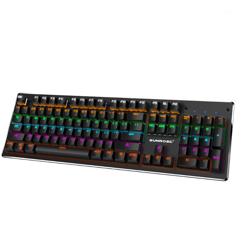 

Gaming Mechanical Keyboard RGB Backlit 104 Keys blue Switch Wired Keyboard English Waterproof Gaming rgb 520#31