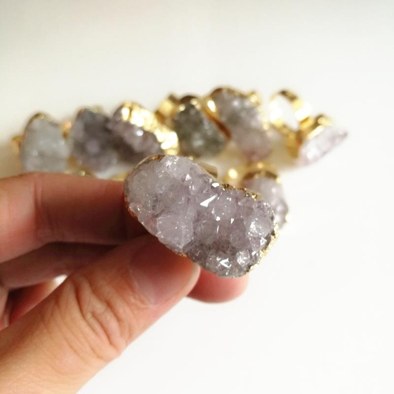 

New punk druzy drusy ring unisex adjustable rings for men and women