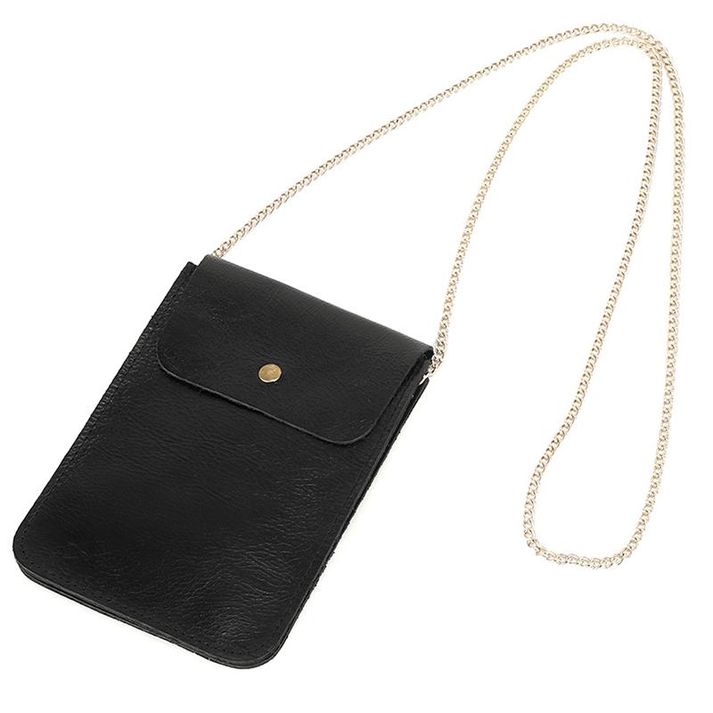 

Simple leather hand-held leather mobile phone bag multi-function thin soft soft ladies European and American first layer leath, Black