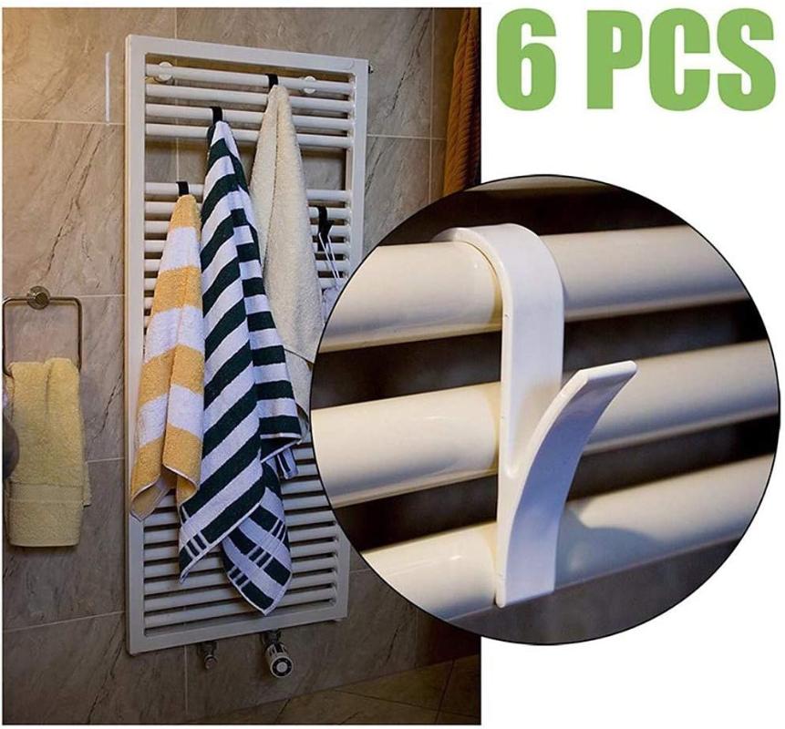 

6pcs White Hanger For Heated Towel Radiator Rail Bath Hook Holder Clothes Hanger Plegable Scarf