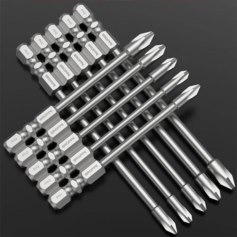 

BROPPE 8Pcs 75/100mm Length Impact Screwdriver Bit High Torque Cross Screwdriver Bit S2 Strong Magnetic
