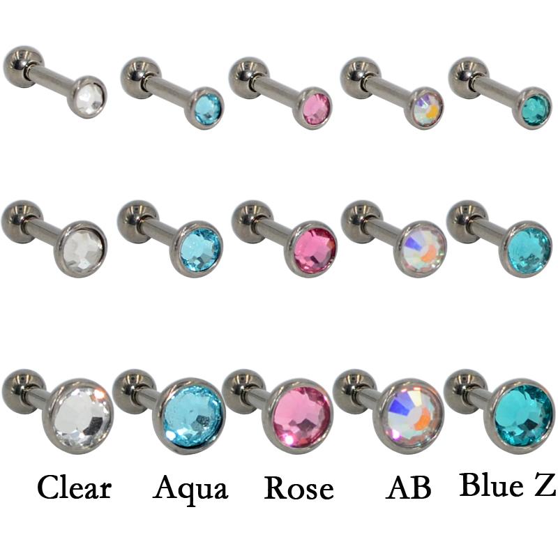 

3PC 100% G23 Titanium Gem Ear Cartilage Tragus Stud Earring Zircon Multicolor Ear Stud body piercing jewelry Mixed Size