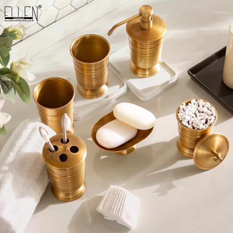 

ELLEN Bathroom Aceesores Set Antique Bronze Stand Soap Holder Tooth brush Holder Deck Soap Dispensor Brass ELS981