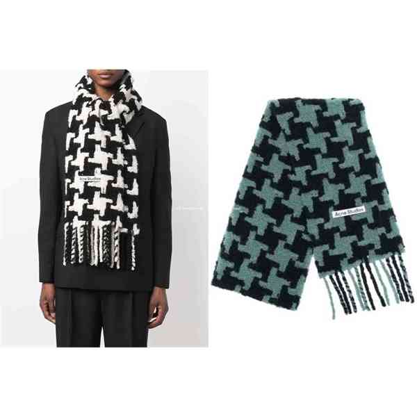 

Green acne studios thousand bird check Alpaca scarf ca0153