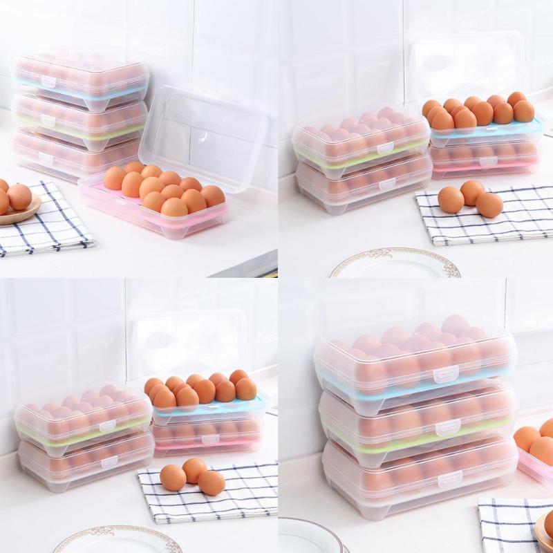 

15 Grids Egg Fridge Fresh Box Eggs Holder Kitchen Egg Boxes Container Storage Preservation Organizer G5G11