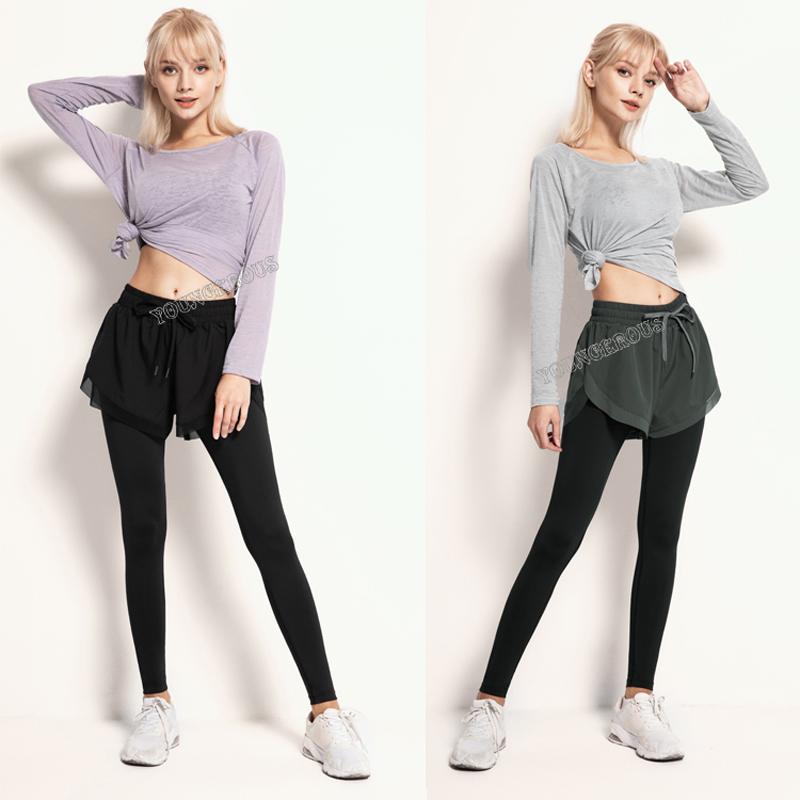 

Quick Dry High Waist Leggings Yoga Seamless Workout Yoga Fitness Two Pants, Purple