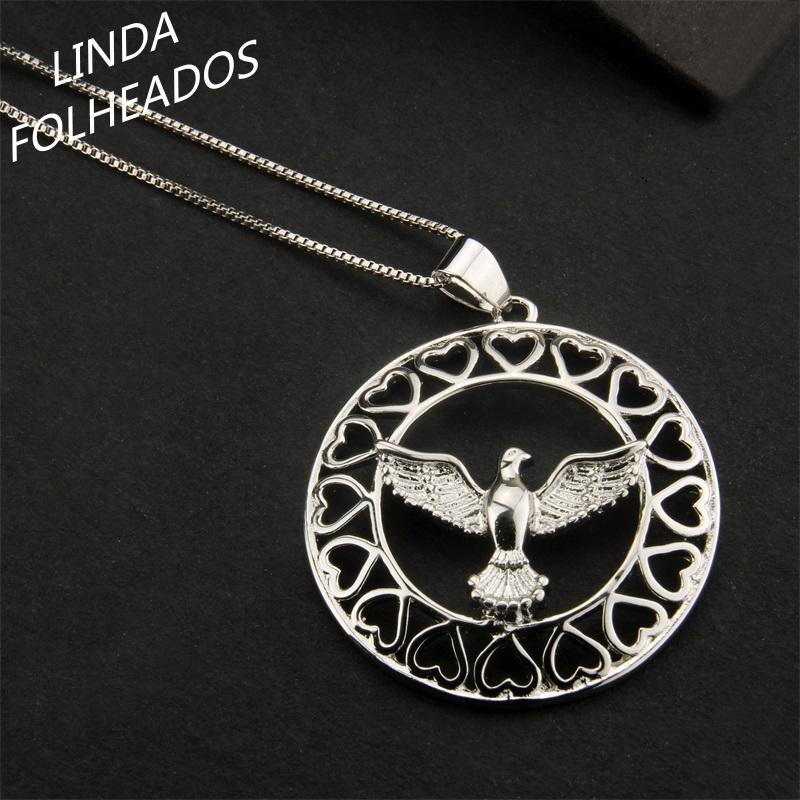 

New Arrival Handmade Round Tiny Heart Bird White Cubic Zirconia Wedding Bridal Pendant Necklace Jewelry for Women Anniversary