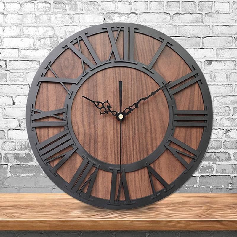 

Wall Clock Modern Design Mechanism Vintage Digital Metal European Wooden Roman Craft Wall Clock Living Room Decorative1