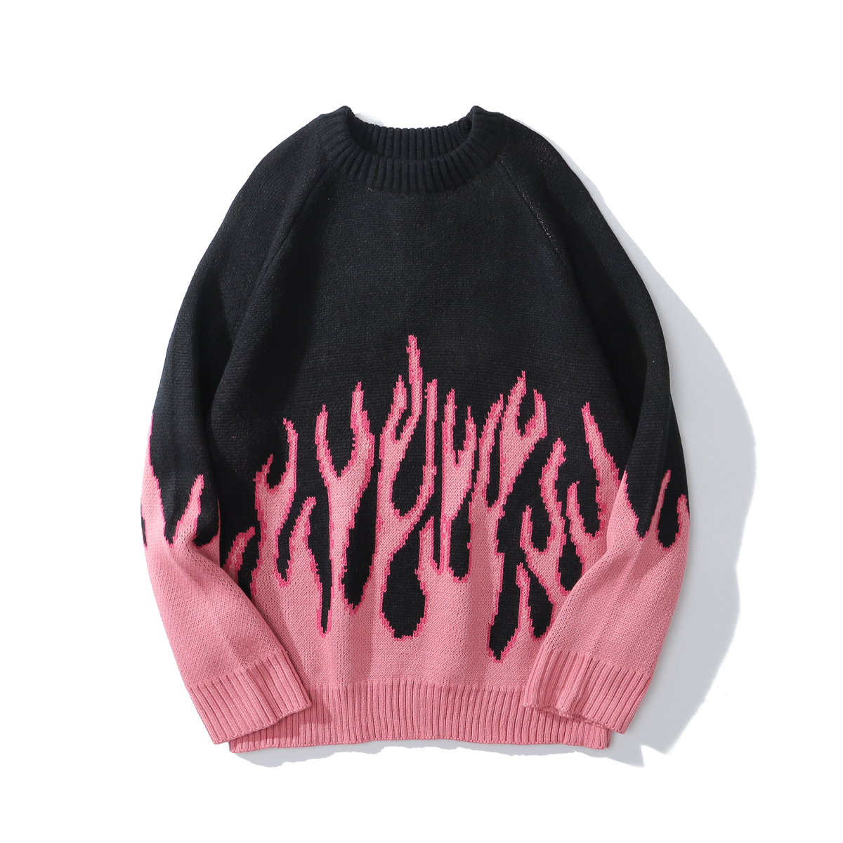 

2021 New Knitted Kpop Harajuku Flame Vintage Sweater for Woman Hot Winter Male Oversize Casual Female Jumper X89x, One size 4