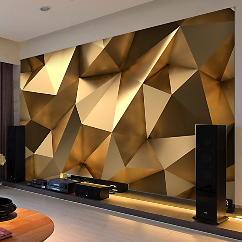 

Photo Wallpaper Modern 3D Stereo Golden Geometric Murals Living Room TV Background Wall Decor Self-Adhesive Waterproof Stickers 201009, Non self-adhesive