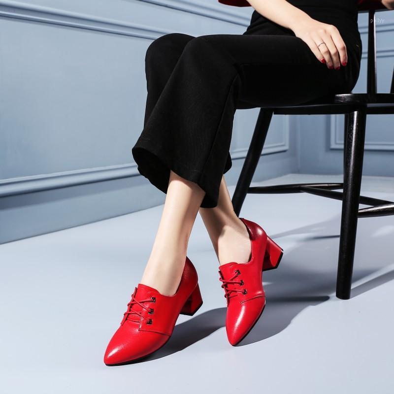 

Tanariya New Arrival Shoes woman women Spring and autumn 2020 thick heel lace-up cowhair shoes for women1, Black