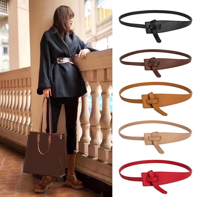 

2021 New Spring Summer PU Leather Women Belt Stitch Personality Long Wide Belt Women Fashion All-match Dress DSA1, Black