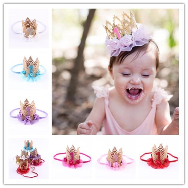 

Baby Girl First Birthday Decor Flower Party Cap Crown Headband Priness Style Birthday Hat Baby Hair Accessory Hair Band Girls1, No.5