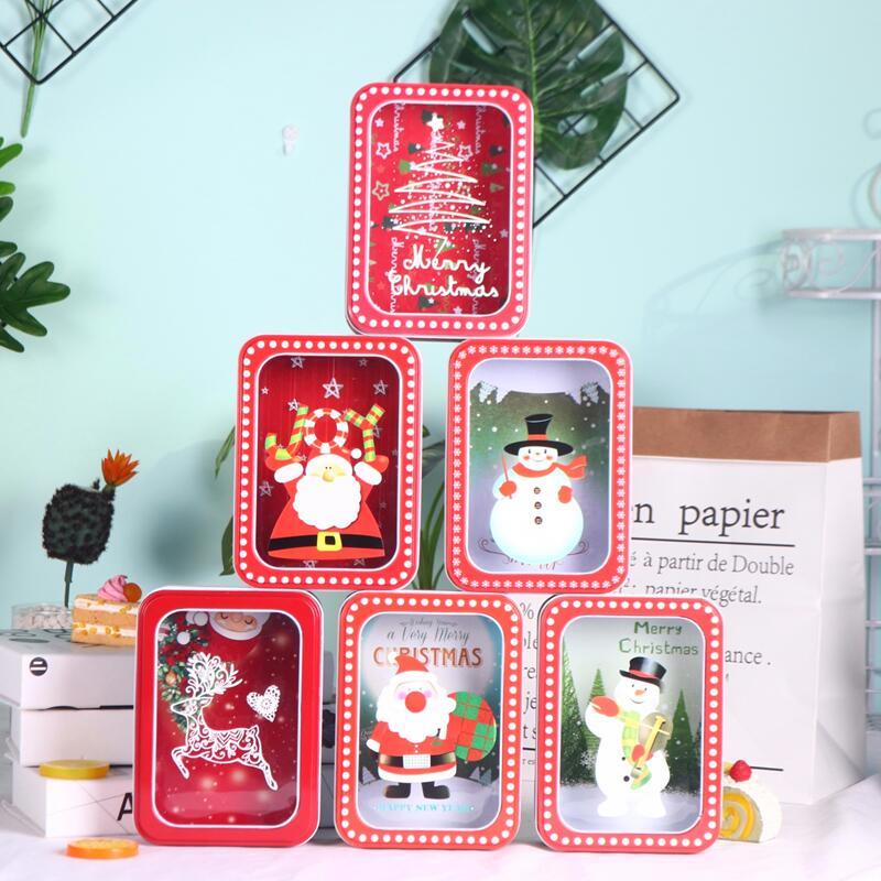 

New Fashion Custom Square Transparent Film Tin Box Christmas Gift Box Candy Cookie Baking Packaging Birthday Party