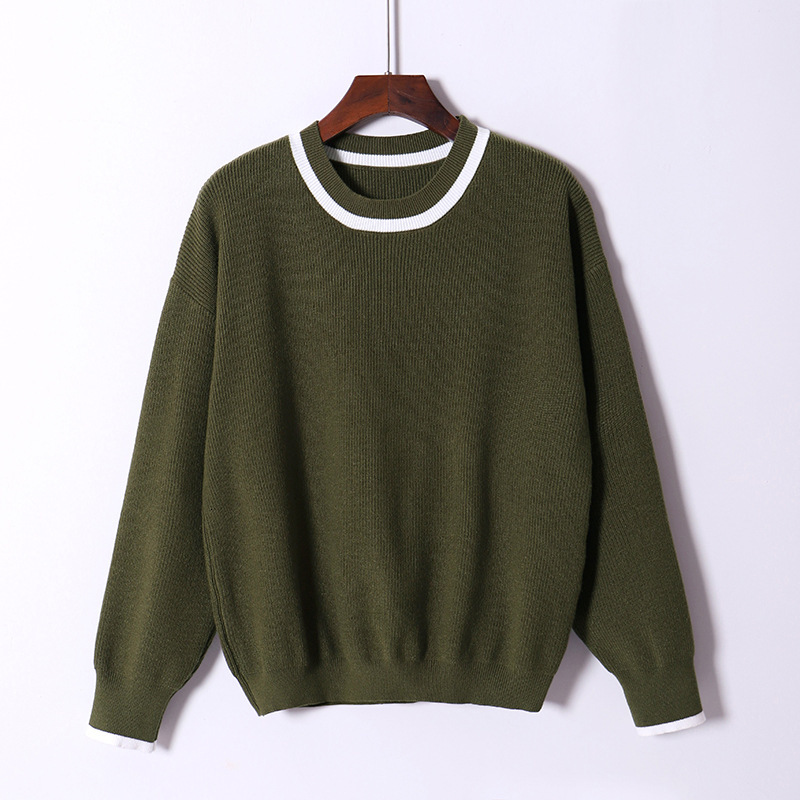 

2021 New Casual Autumn Winter Thick Loose Pullovers Women Female Oversize O-neck Sweater Knit Jumpers Top G080, Black