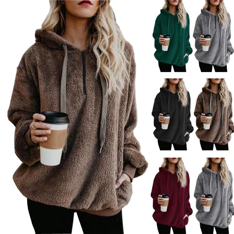 

2020 new Pullover Hoodie Top Solid Color women' autumn and winter Plush Hoodie hoodies women plus size hoodies, Beige