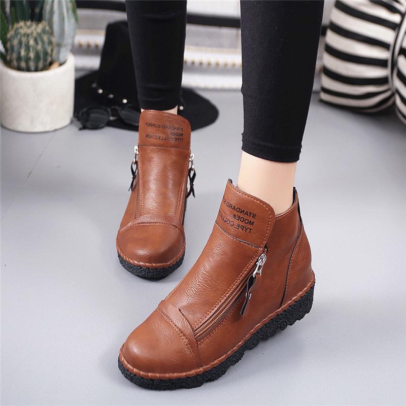 

Mazefeng Women Ankle Boots Plus Size 35-40 Length Fashionable Women's Shoes Two-color Stitching Boots Women Antumn and Winter