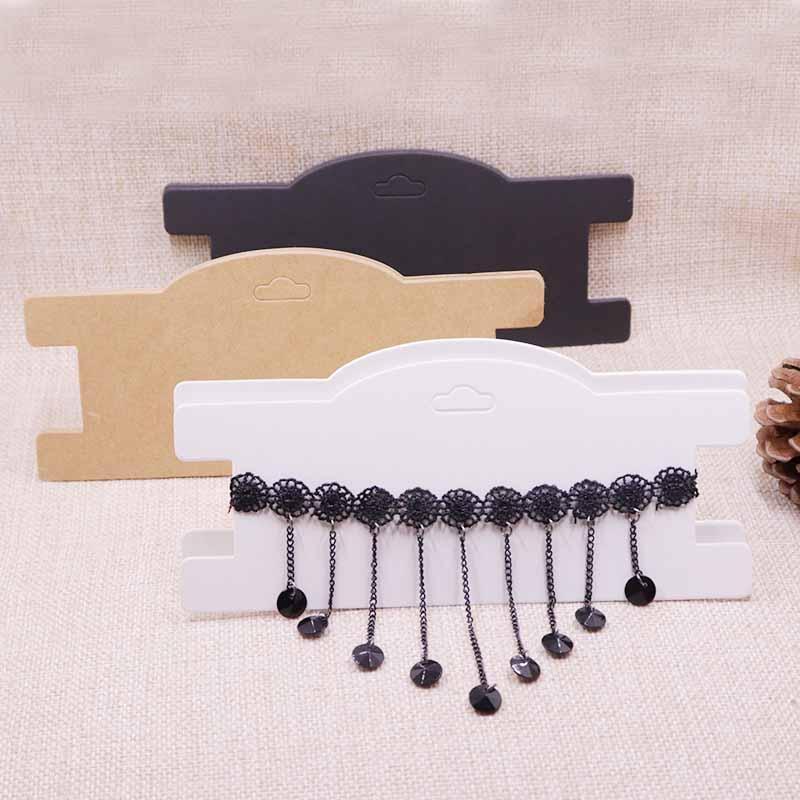 

2020 NEW DIY HOTNEW Kraft Chocker Necklace Display Card 3x7'' Hair Band Clip Card White/Black 1lot =50pcs 300gsm Paper Cardboard