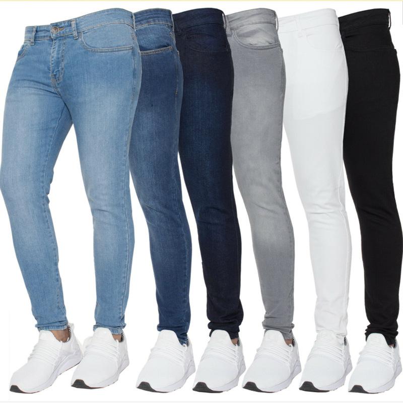

Mens Summer Pure Color Skinny Jeans Denim Trousers Stretch Cotton Man Vintage Casual Jean Pencil Pants Homme Plus Size -3XL, Black