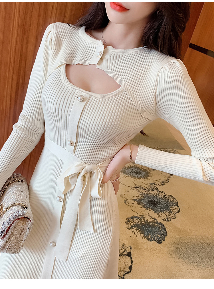 

2021 New Single Breasted Ribbon Dressed in Autumn Elegant Korean Version the Dress Simple Female Mesh Drawing Office Work Ot4w, Lavender