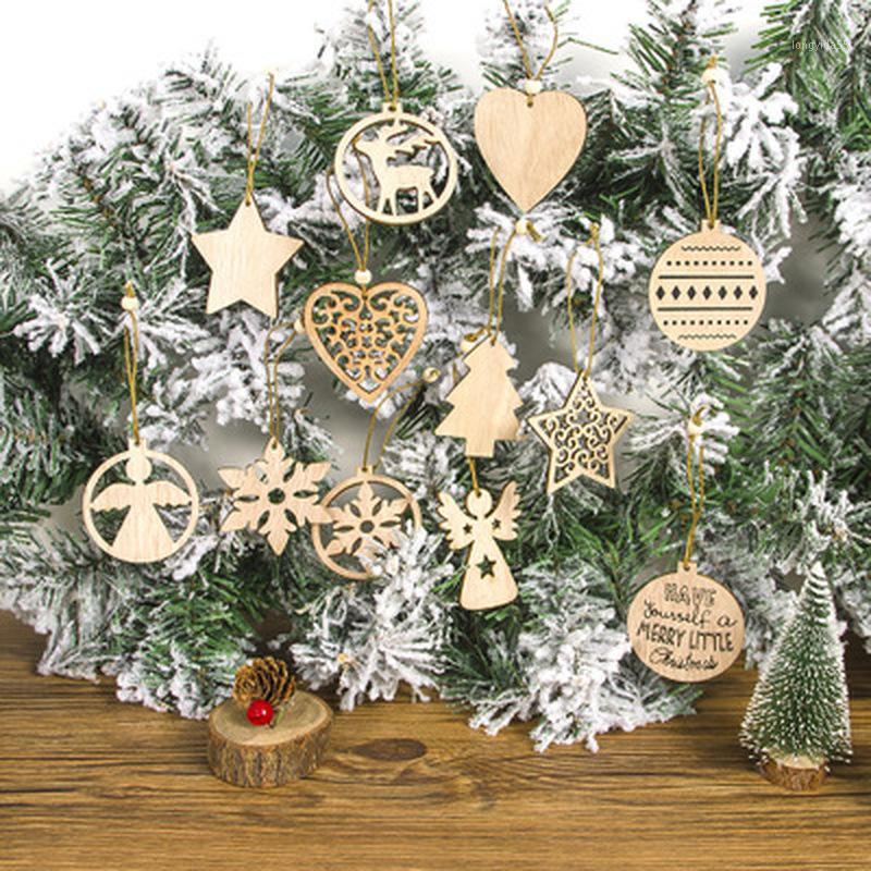 

12PCS/Set Vintage Christmas Wooden Pendants Ornaments DIY Wood Crafts Xmas Tree Ornaments Christmas Party Decorations Kids Gift1