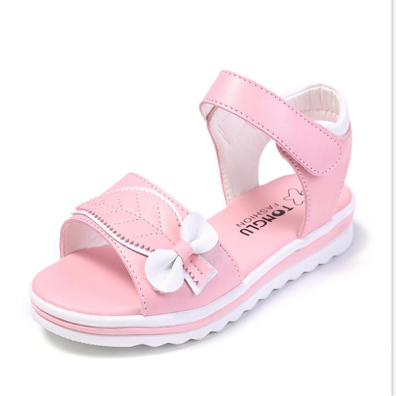 

Summer girls sandals bow soft kids sandals children leather beach princess for teen girls size 27-38, 02