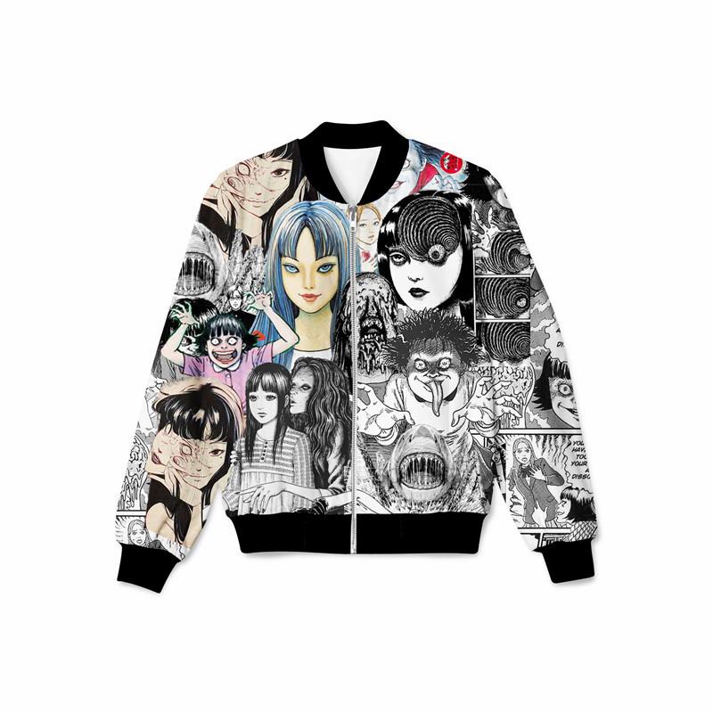 

SOSHIRL Halloween Horror Anime Jacket Harajuku Japanese Streetwear Winter/Autumn Unisex Bomber Jacket Funny Cool Coat Outfits