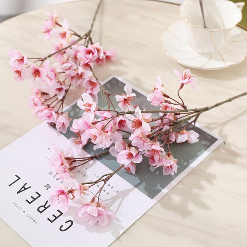 

Plastic DIY Artificial Simulation Peach Branch Home Decoration Fake Flower Bouquet Plum Blossom Branch Silk Flower Wedding Decor1, Pink