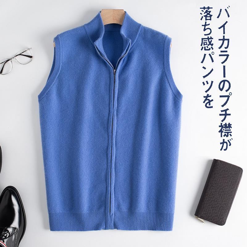 

Man Zipper Cardigans 100% Pure Cashmere Knitted Vest 4Colors Jumpers Hot Sale Winter Warm Top Grade Pullovers Male Clothes1, Dark grey