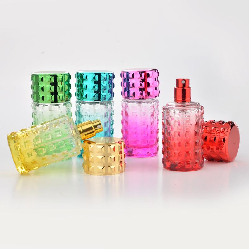 

30ml New Style Colored Mini Portable Glass Refillable Perfume Bottle With Aluminum Atomizer Empty Parfum Case 100pcs by DHL