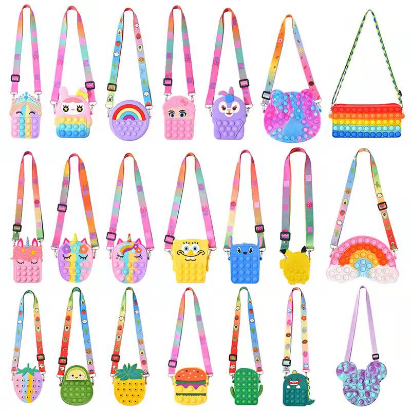 

DHL Fidget Toys Easter bunny messenger bag Children's educational toy coin purse Silicone shoulder bag Press music decompression toy New Year gift