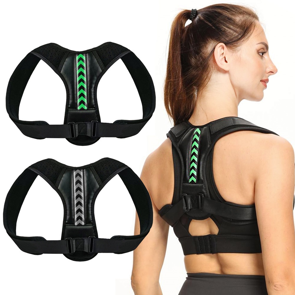 

Adjustable Back Shoulder Posture Corrector Belt Clavicle Spine Support Reshape Your Body Home Office Sport Upper Back Neck Brace, Green