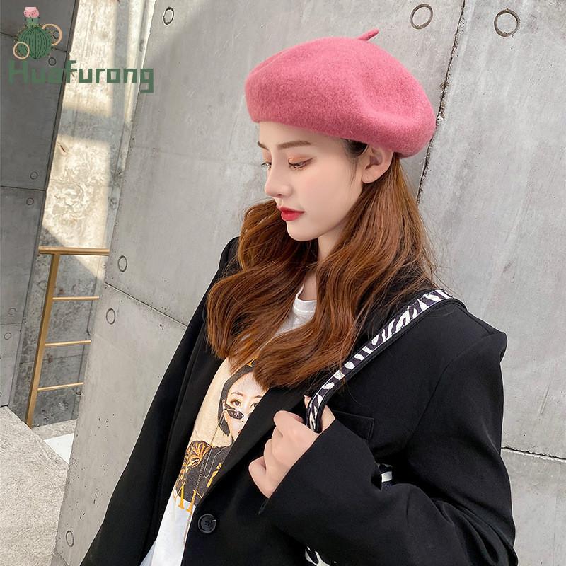 

Berets Huafurong Brand Winter Women Fur Beret Hat Fashionable Solid Girls High Quality Candy Color Warm For Ladies