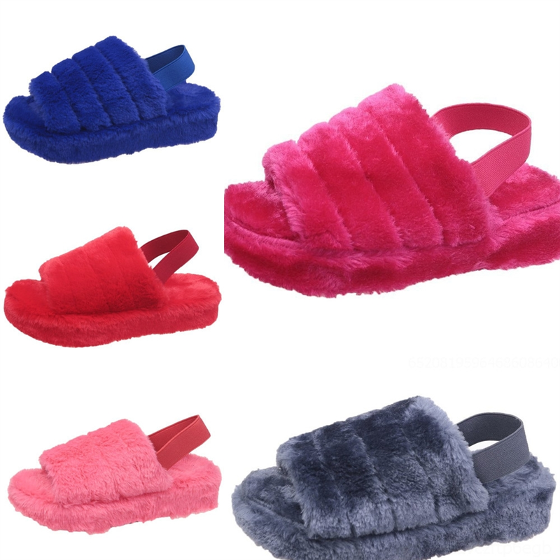 

yrvw ummer women cat slides faux fur slippers furryslipper rhinestone sandals plush cute open toe kawaii designer, Black