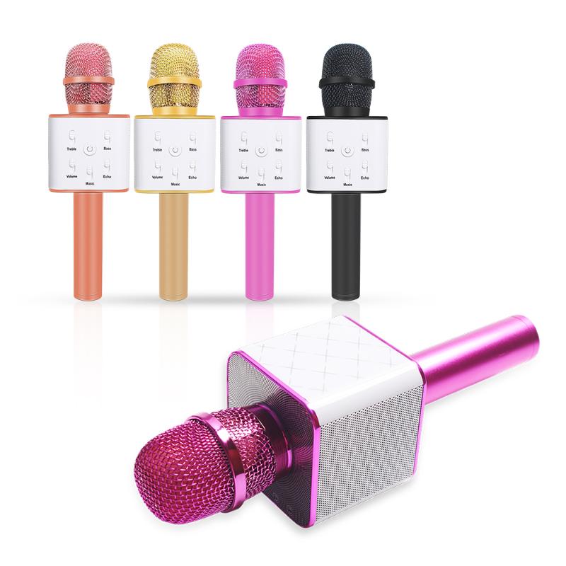 

Q7 Bluetooth Microphone Wireless Smartphone Microphone Handheld Mic With Dual Speakers Home Ktv With Storage Bag