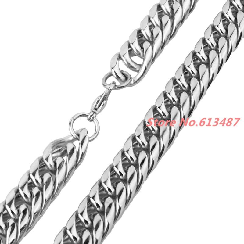 

7-40" 16mm Men's Heavy Jewelry Cool Silver Color Stainless Steel Men's Curb Cuban Chain Necklace Or Bracelet New Arrived Gift