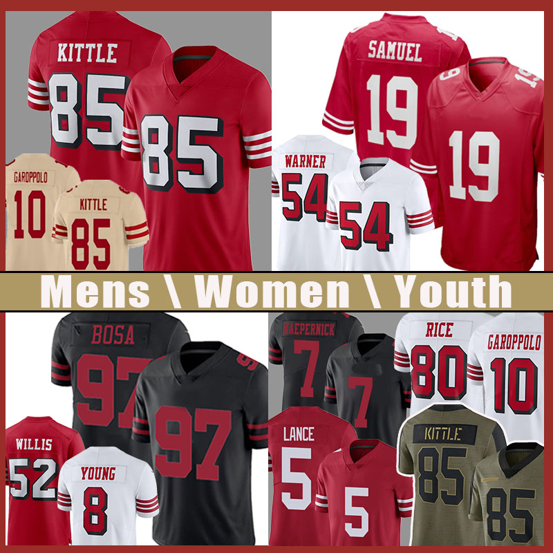 

Nick Bosa Deebo Samuel 85 George Kittle Football Jersey Trey Lance Fred Warner Steve Young Jimmy Garoppolo Joe Montana Ronnie Lott Jerry Rice Colin Kaepernick Willis, 2021 mens jersey(aiguozhe)